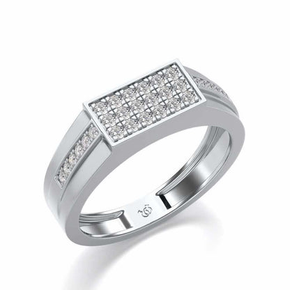 Star System Silver Ring For Men - White Gold - Image 1