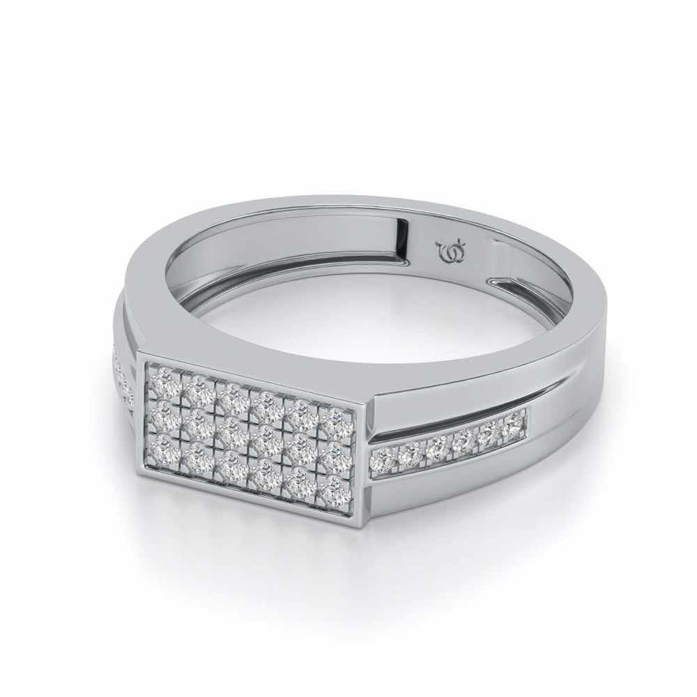 Star System Silver Ring For Men - White Gold - Image 2