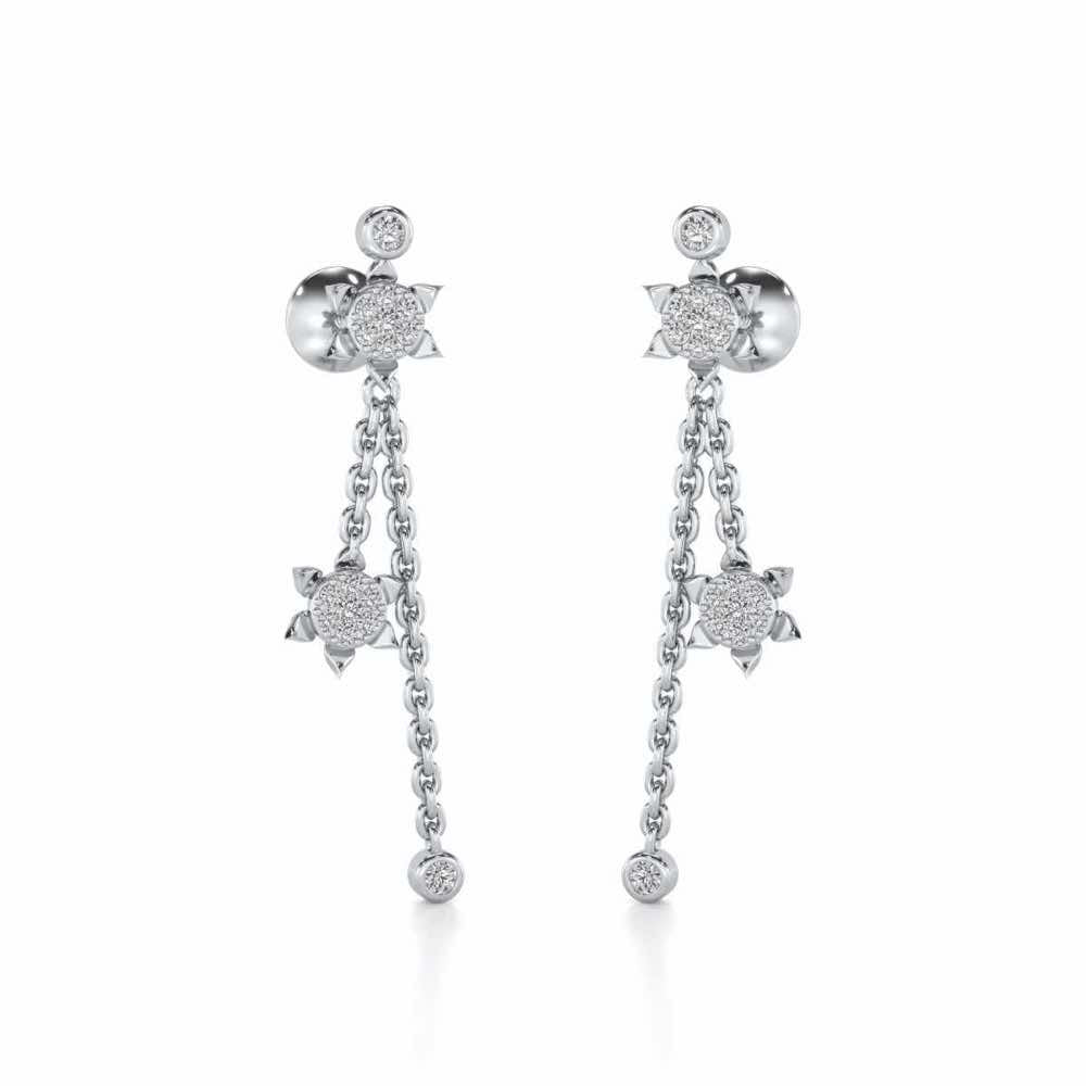 Starflies Silver Earrings - White Gold - Image 2