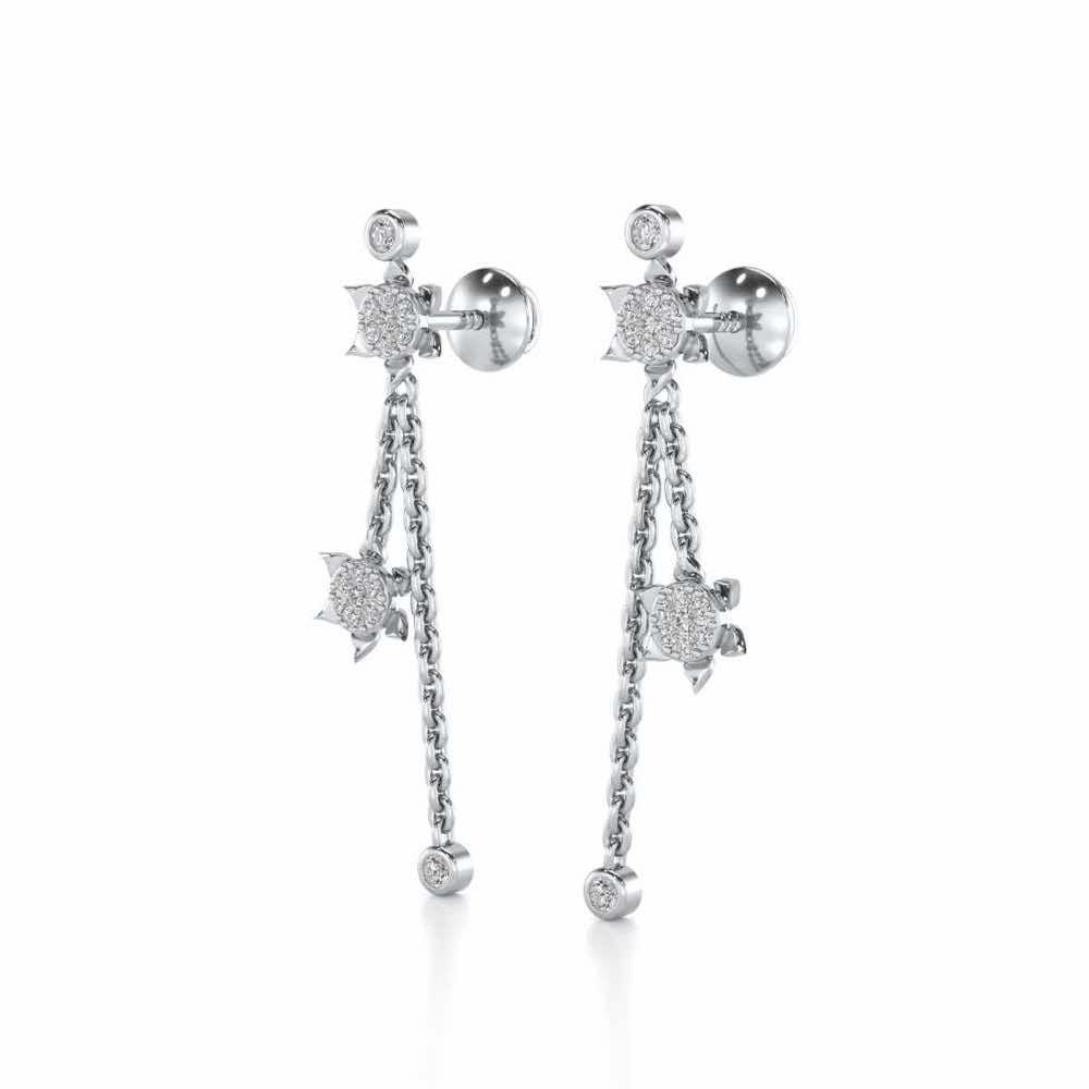 Starflies Silver Earrings - White Gold - Image 3