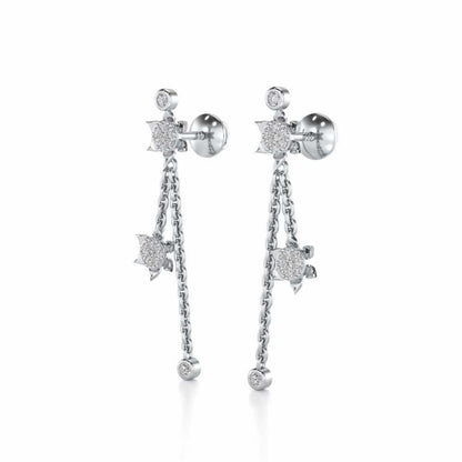 Starflies Silver Earrings - White Gold - Image 3