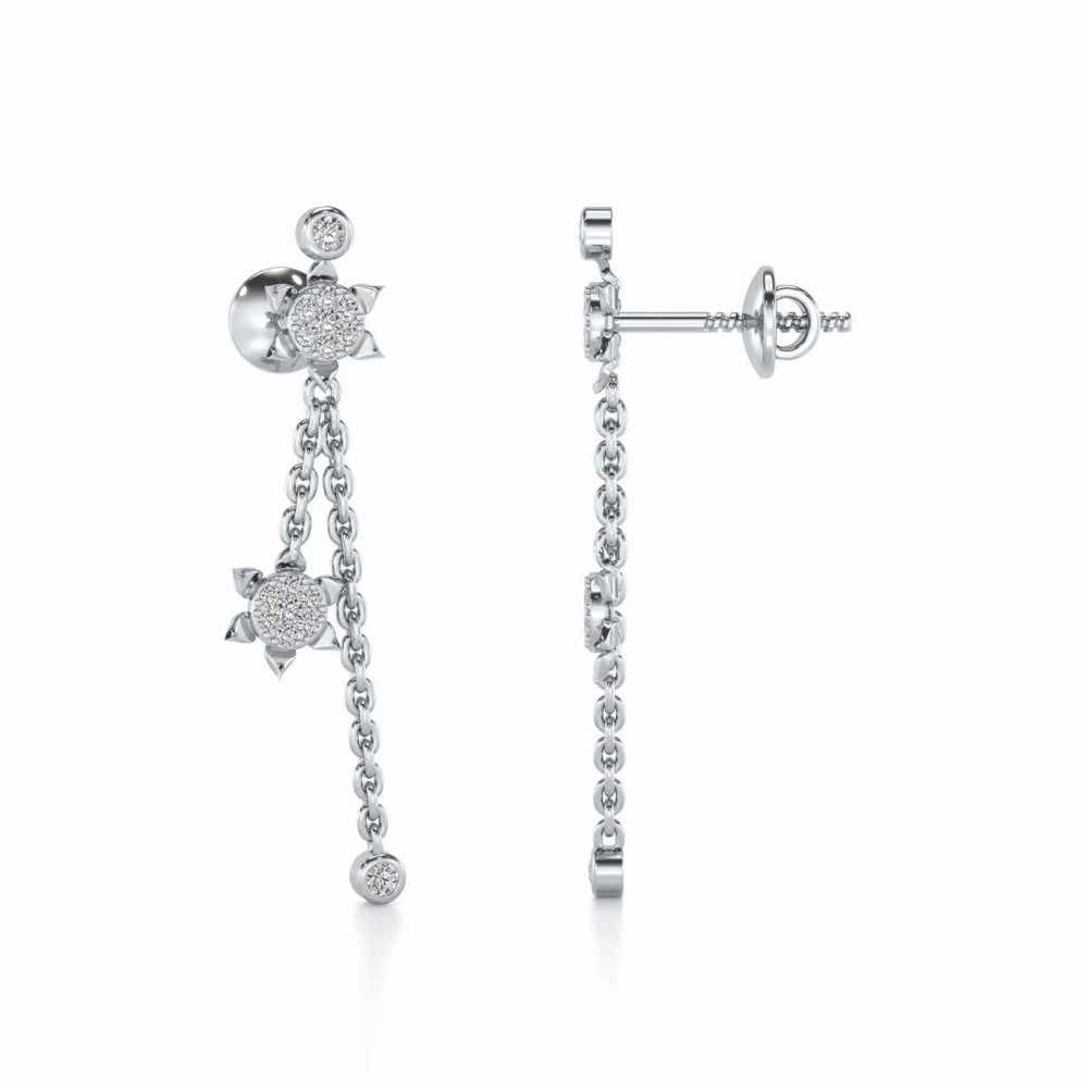 Starflies Silver Earrings - White Gold - Image 4