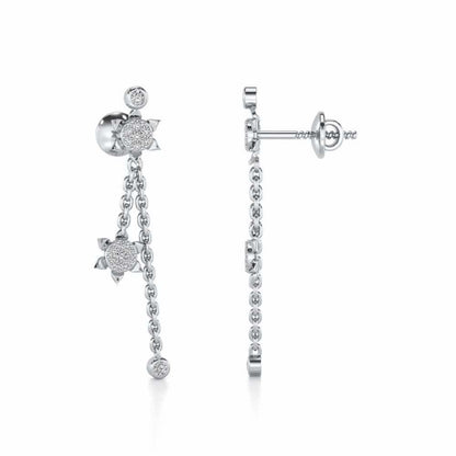 Starflies Silver Earrings - White Gold - Image 4