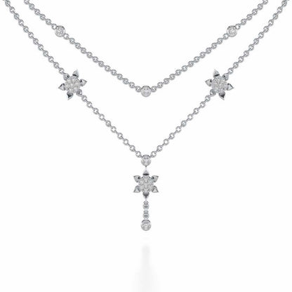 Starflies Silver Necklace - White Gold - Image 1