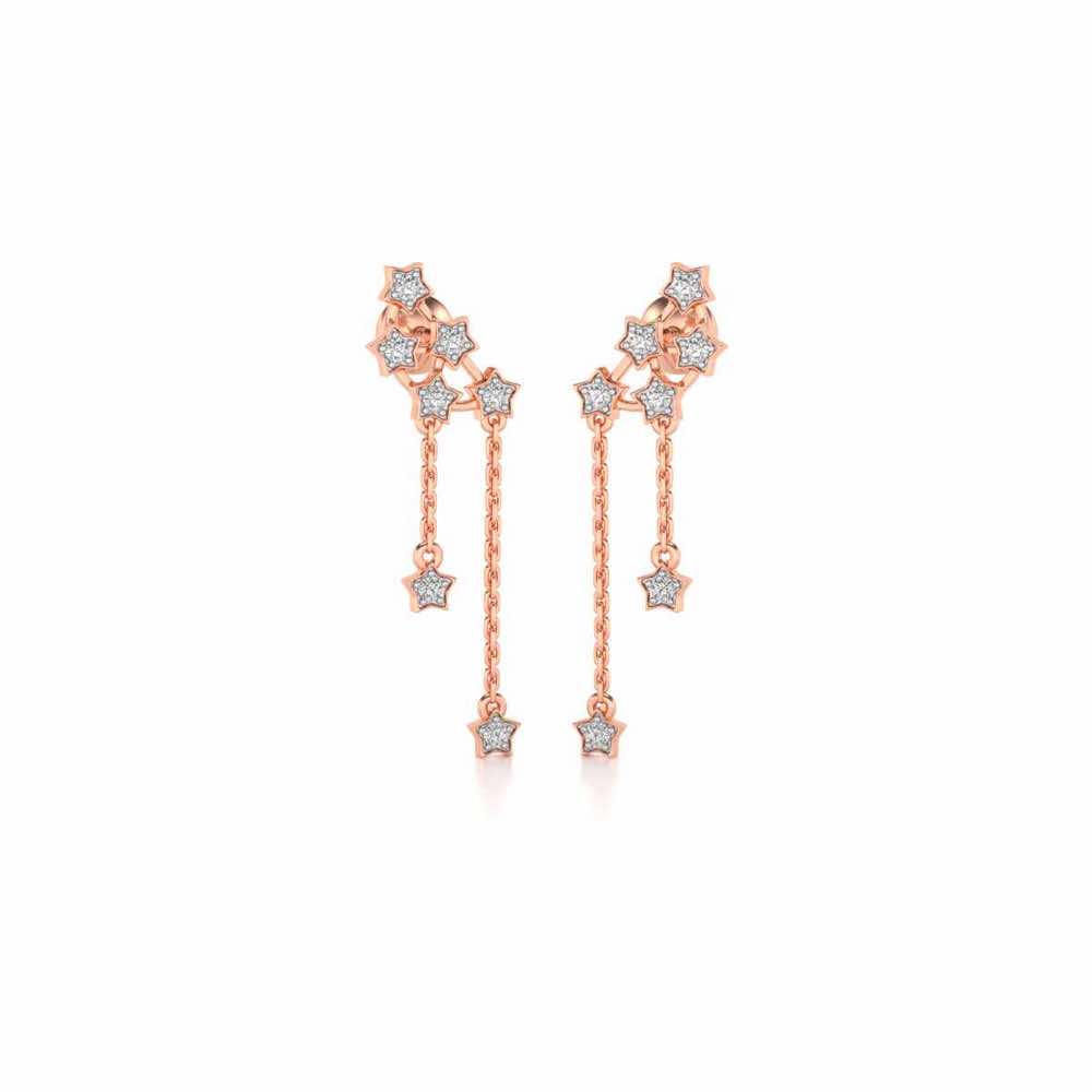 Starry Silver Danglers - Rose Gold - Image 2