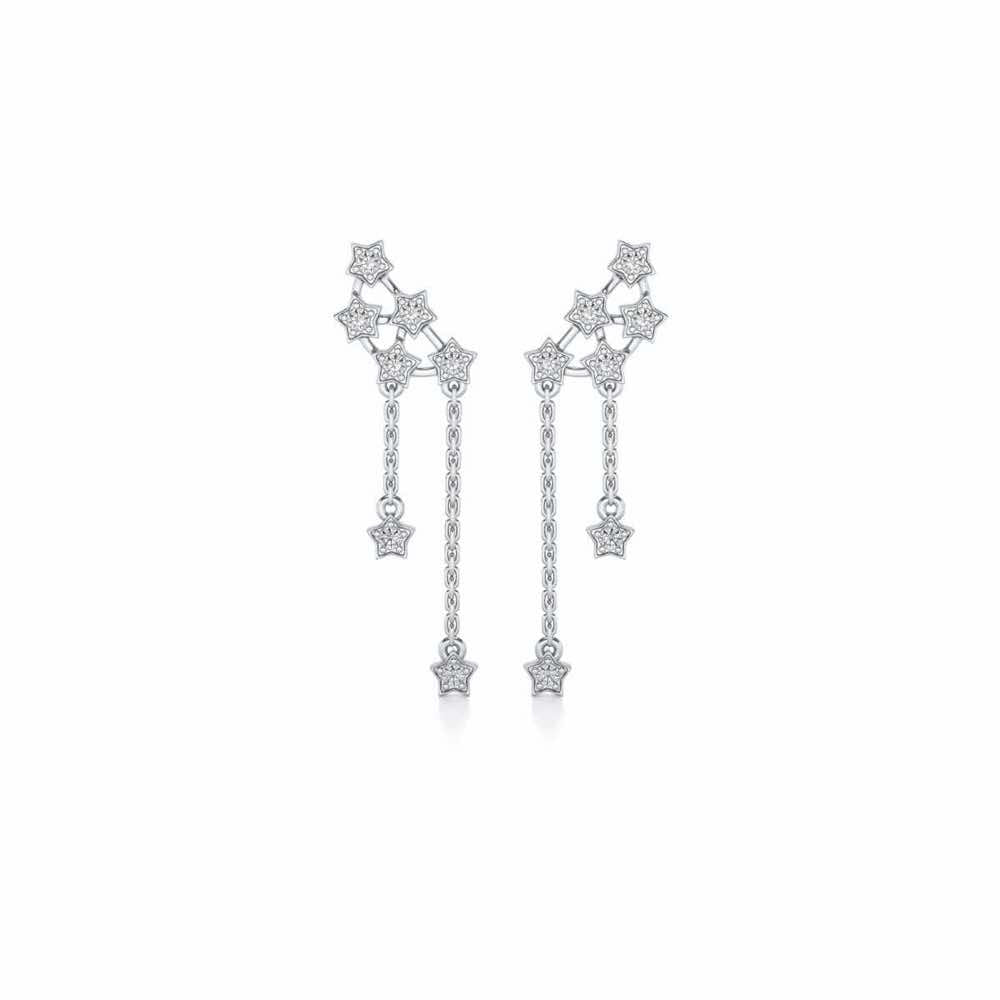 Starry Silver Danglers - White Gold - Image 1