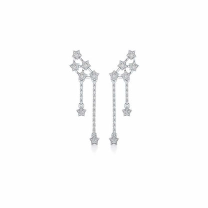 Starry Silver Danglers - White Gold - Image 1