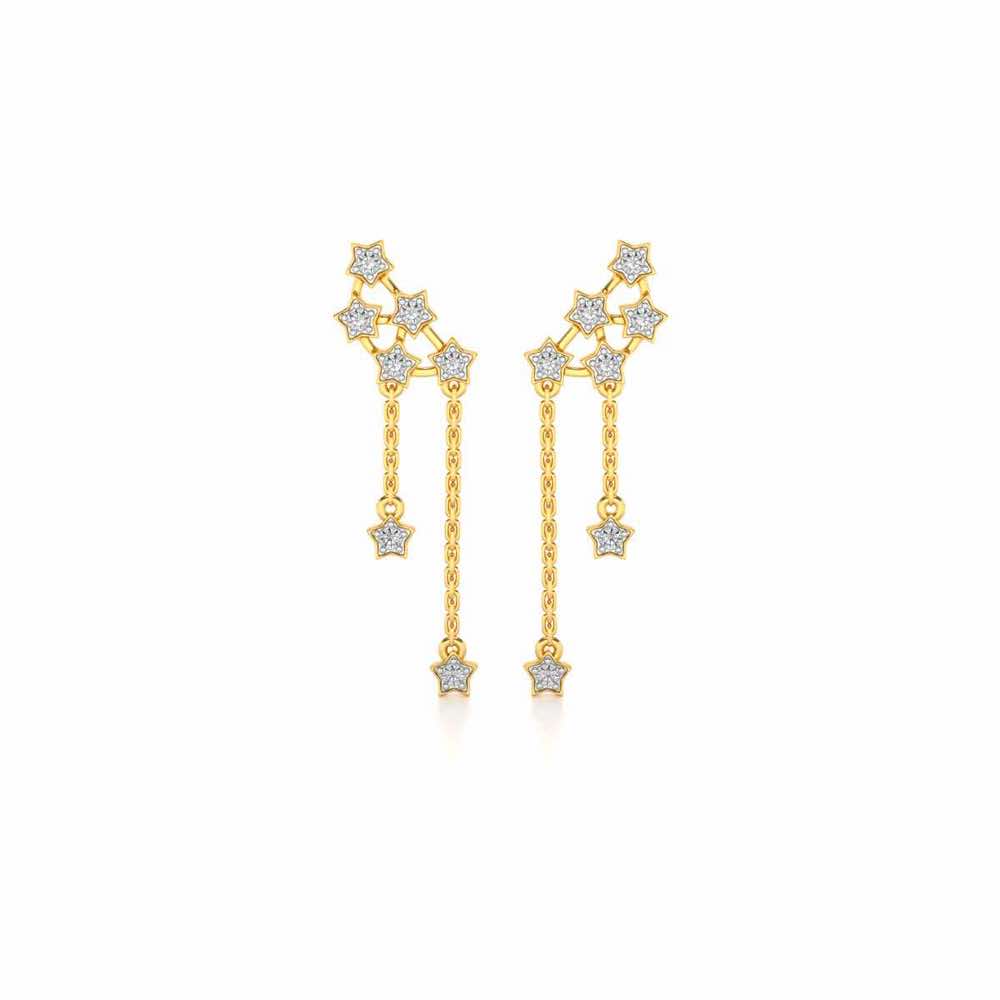 Starry Silver Danglers - Yellow Gold - Image 1