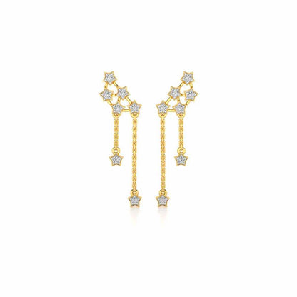 Starry Silver Danglers - Yellow Gold - Image 1