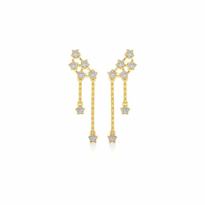 Starry Silver Danglers - Yellow Gold - Image 1