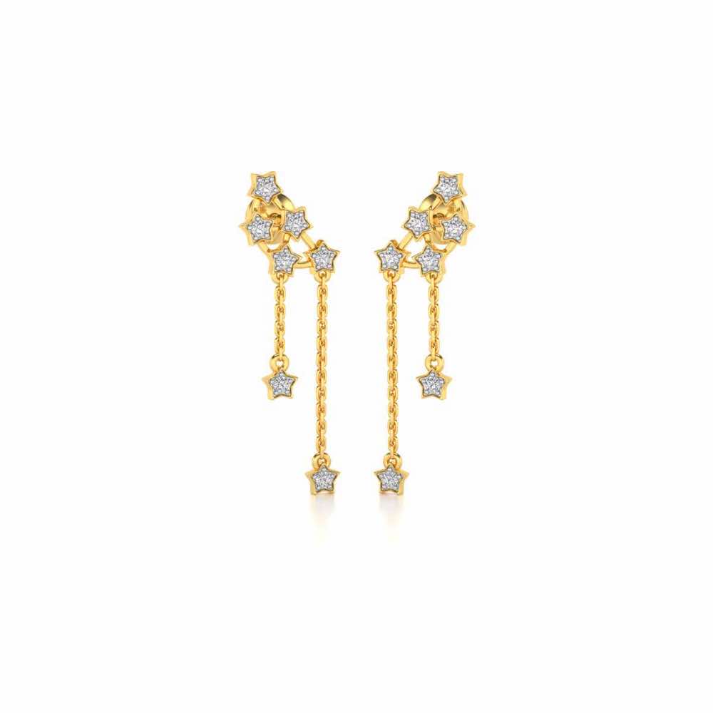 Starry Silver Danglers - Yellow Gold - Image 2
