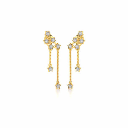 Starry Silver Danglers - Yellow Gold - Image 2