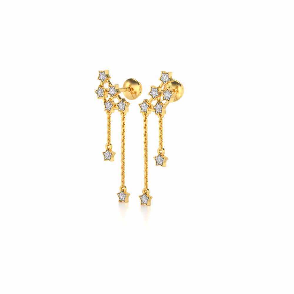 Starry Silver Danglers - Yellow Gold - Image 3