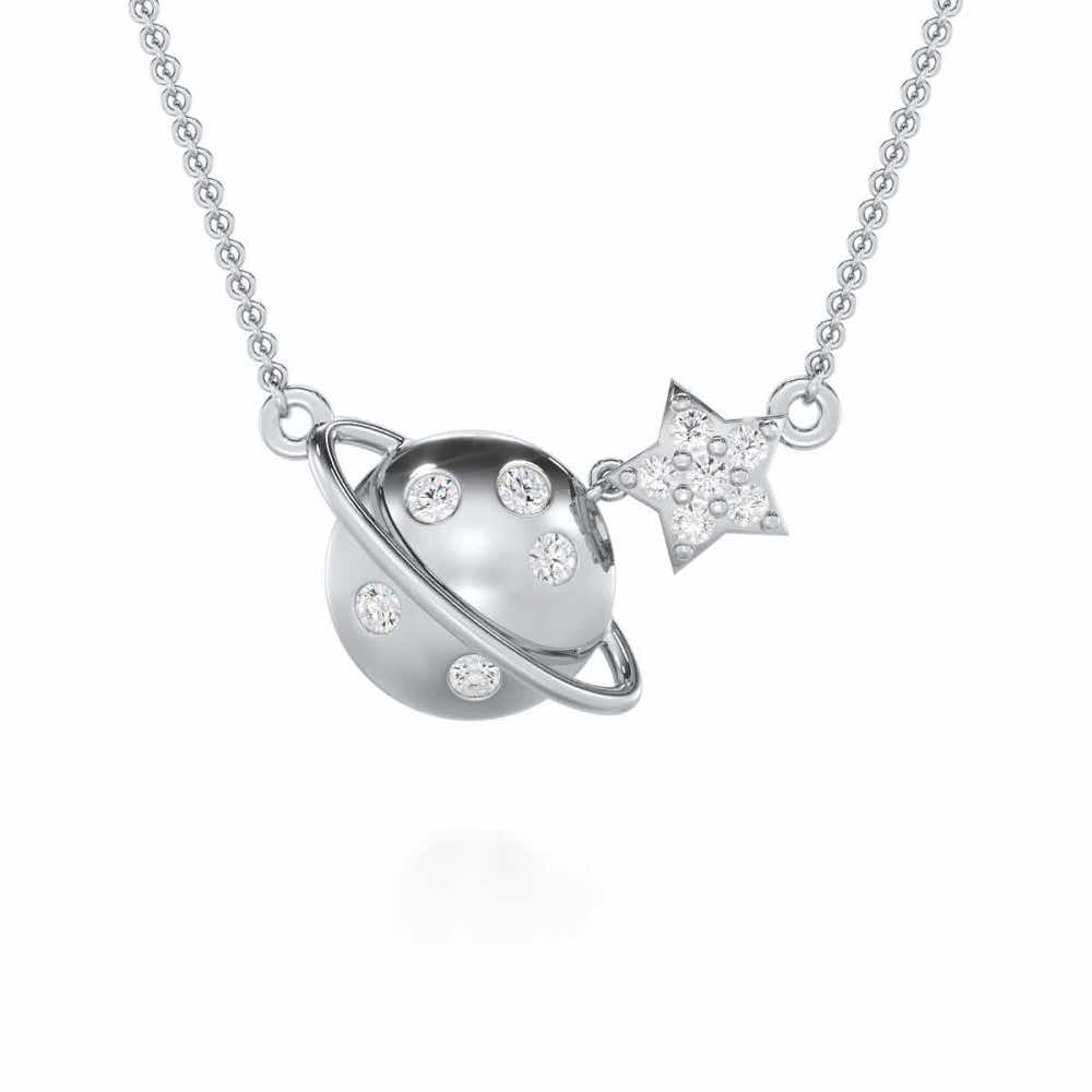 Starry Nights Silver Pendant - White Gold - Image 1