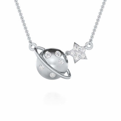 Starry Nights Silver Pendant - White Gold - Image 1