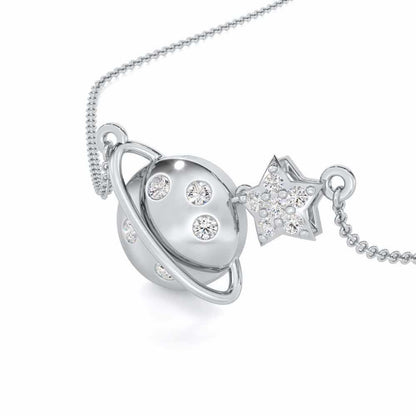 Starry Nights Silver Pendant - White Gold - Image 2