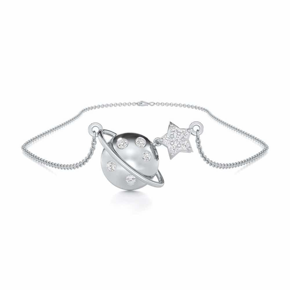 Starry Nights Silver Pendant - White Gold - Image 3