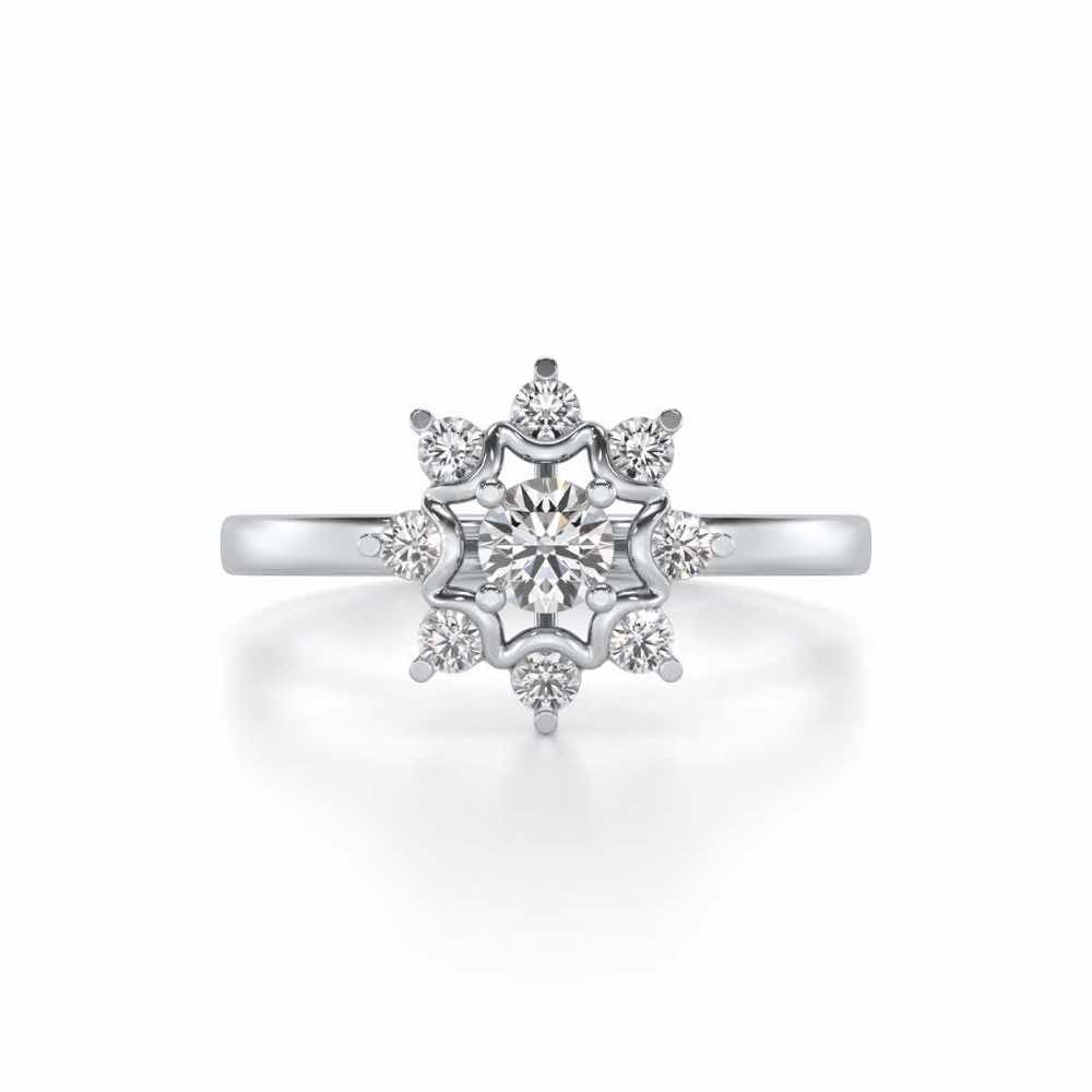 Starry thing Solitaire Silver Ring - White Gold - Image 4