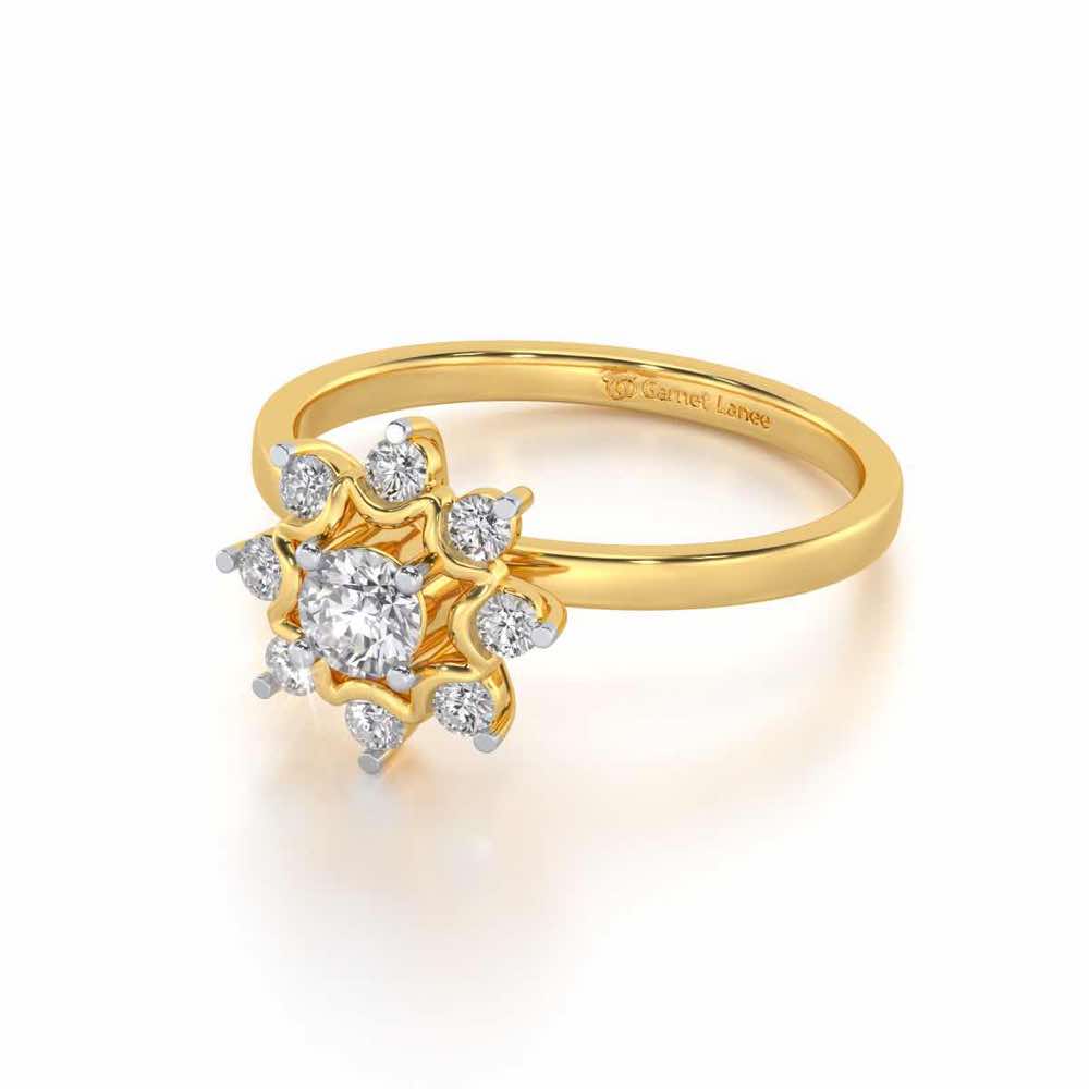 Starry thing Solitaire Silver Ring - Yellow Gold - Image 2