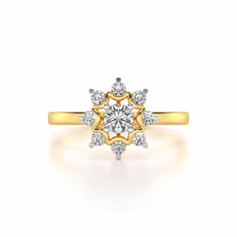 Starry thing Solitaire Silver Ring - Yellow Gold - Image 4