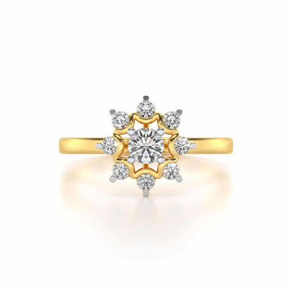Starry thing Solitaire Silver Ring - Yellow Gold - Image 4