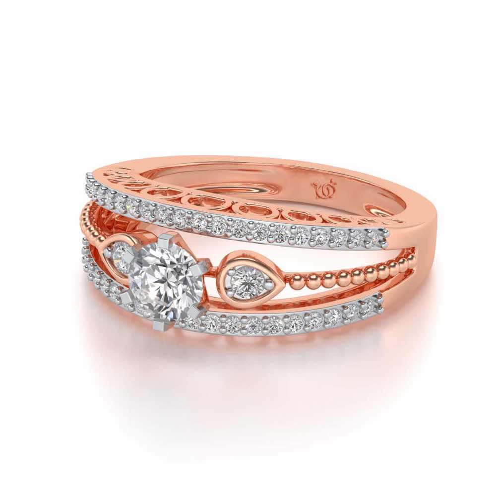 Stately Charm Solitaire Silver Ring - Rose Gold - Image 2