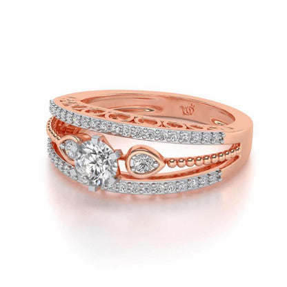 Stately Charm Solitaire Silver Ring - Rose Gold - Image 2