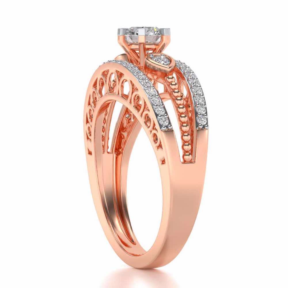 Stately Charm Solitaire Silver Ring - Rose Gold - Image 3