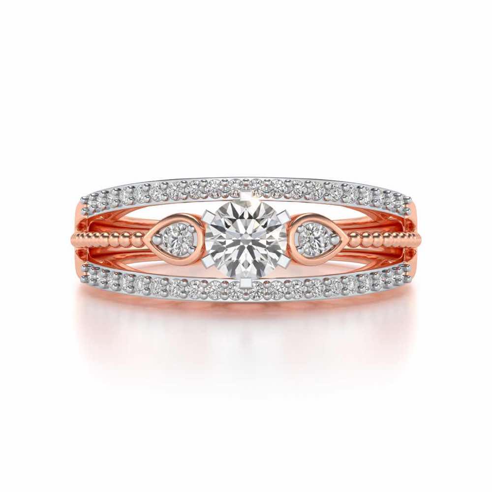 Stately Charm Solitaire Silver Ring - Rose Gold - Image 4