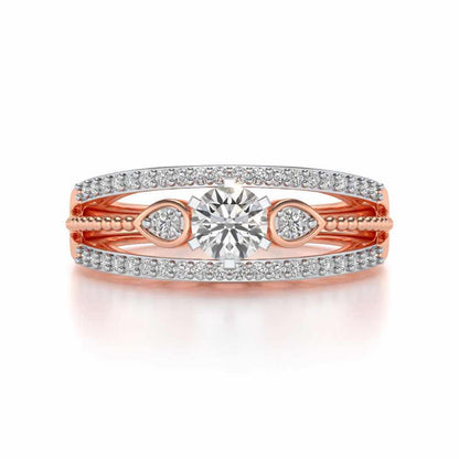 Stately Charm Solitaire Silver Ring - Rose Gold - Image 4