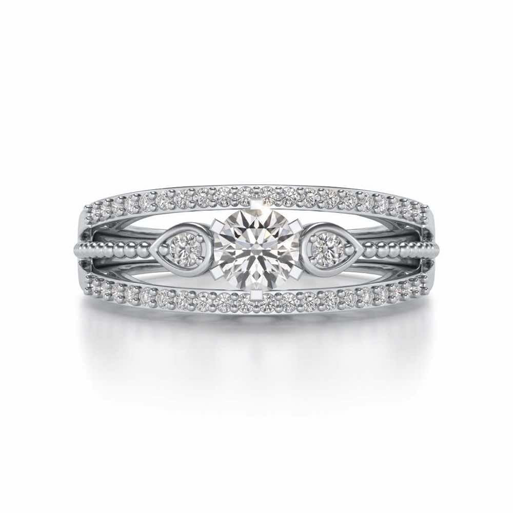 Stately Charm Solitaire Silver Ring - White Gold - Image 4