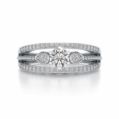 Stately Charm Solitaire Silver Ring - White Gold - Image 4