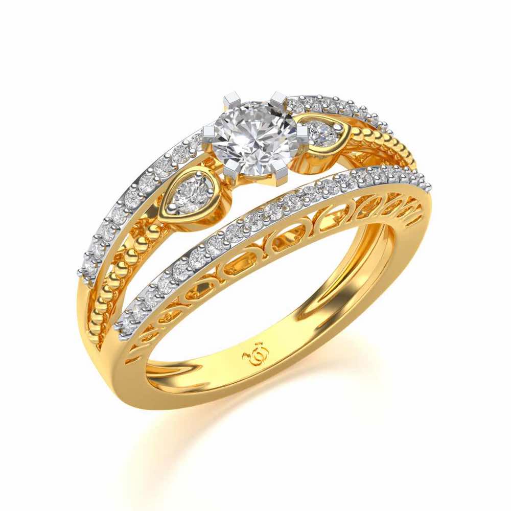 Stately Charm Solitaire Silver Ring - Yellow Gold - Image 1