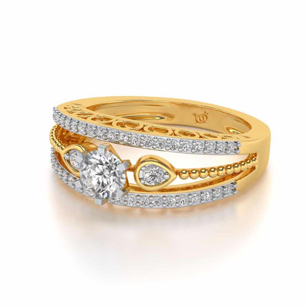 Stately Charm Solitaire Silver Ring - Yellow Gold - Image 2
