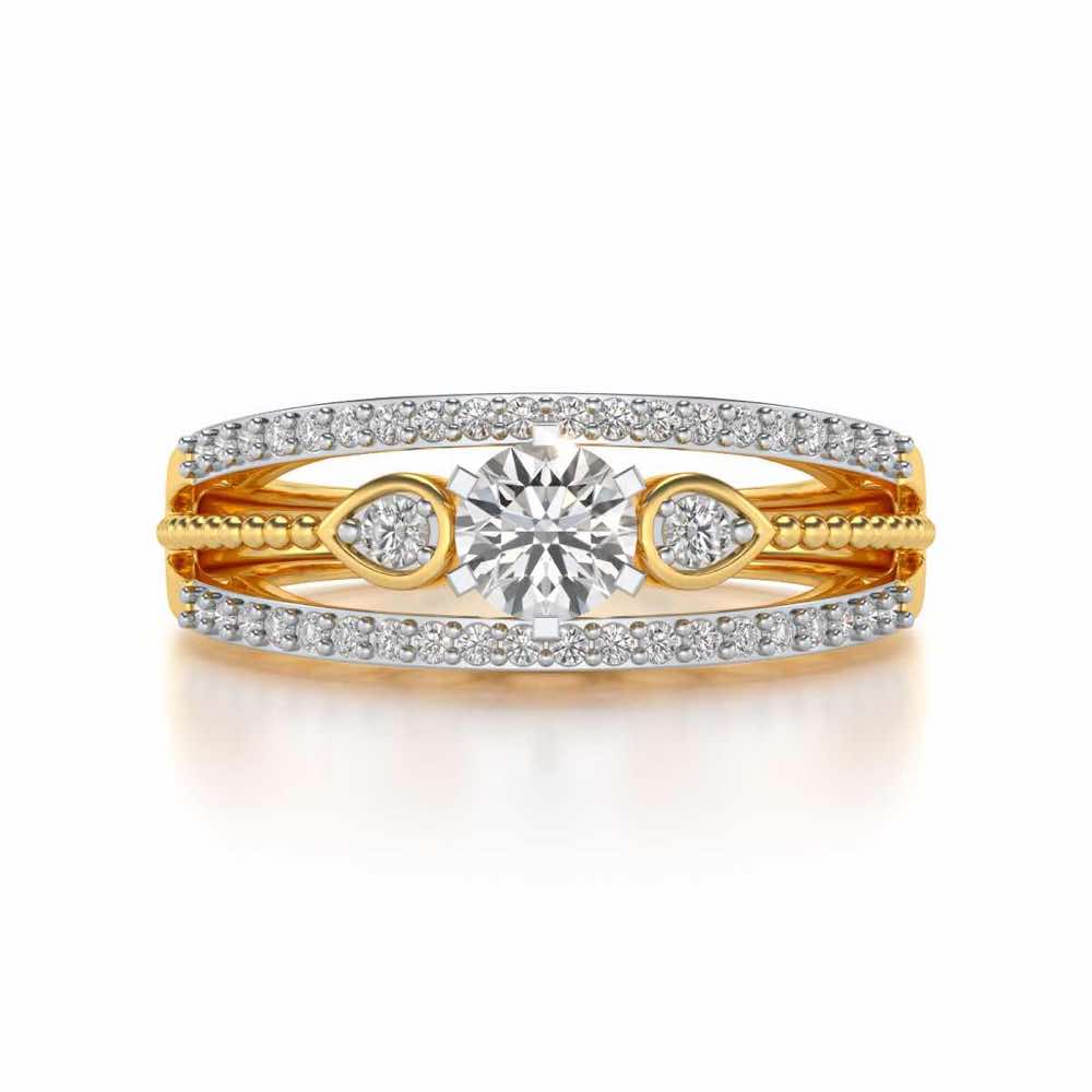 Stately Charm Solitaire Silver Ring - Yellow Gold - Image 4