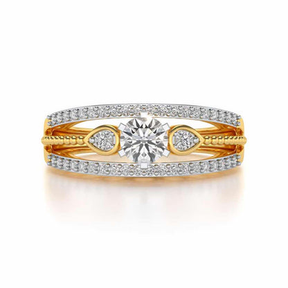 Stately Charm Solitaire Silver Ring - Yellow Gold - Image 4