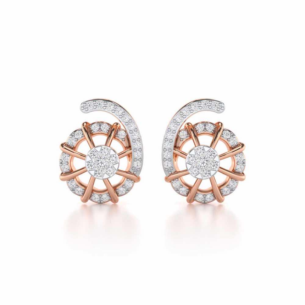 Stellar Fin Silver Stud Earrings - Rose Gold - Image 1