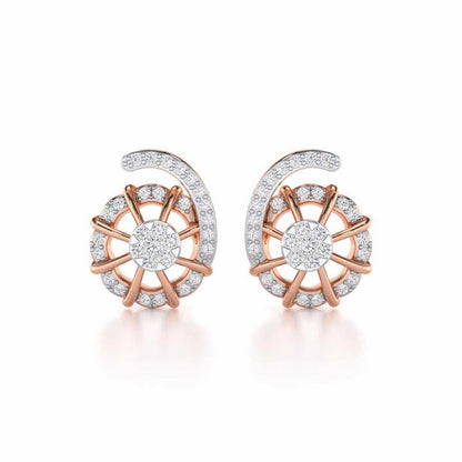 Stellar Fin Silver Stud Earrings - Rose Gold - Image 1
