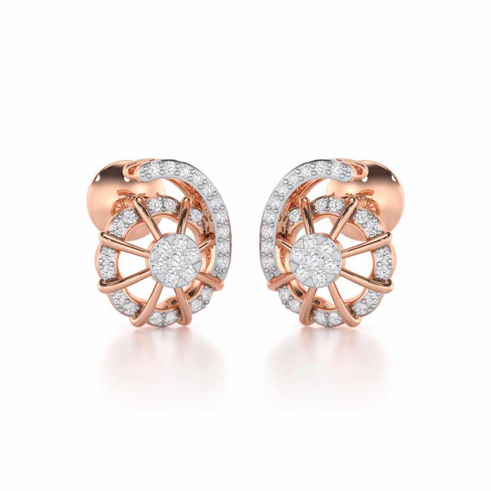 Stellar Fin Silver Stud Earrings - Rose Gold - Image 2