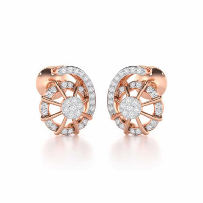 Stellar Fin Silver Stud Earrings - Rose Gold - Image 2