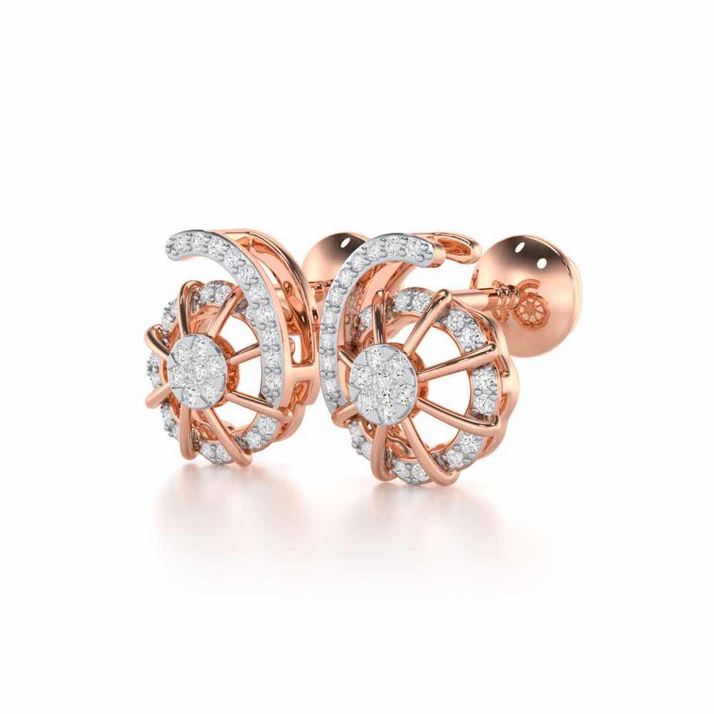 Stellar Fin Silver Stud Earrings - Rose Gold - Image 3
