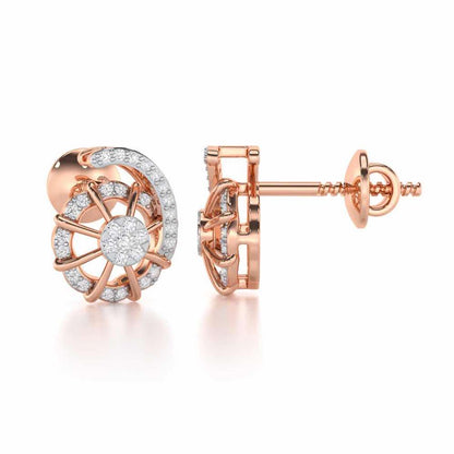 Stellar Fin Silver Stud Earrings - Rose Gold - Image 4