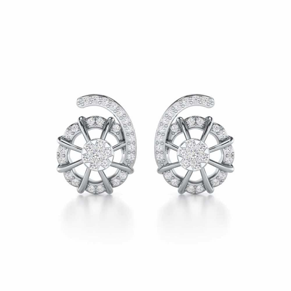 Stellar Fin Silver Stud Earrings - White Gold - Image 1