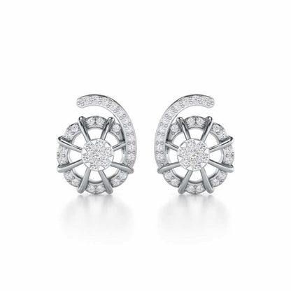 Stellar Fin Silver Stud Earrings - White Gold - Image 1
