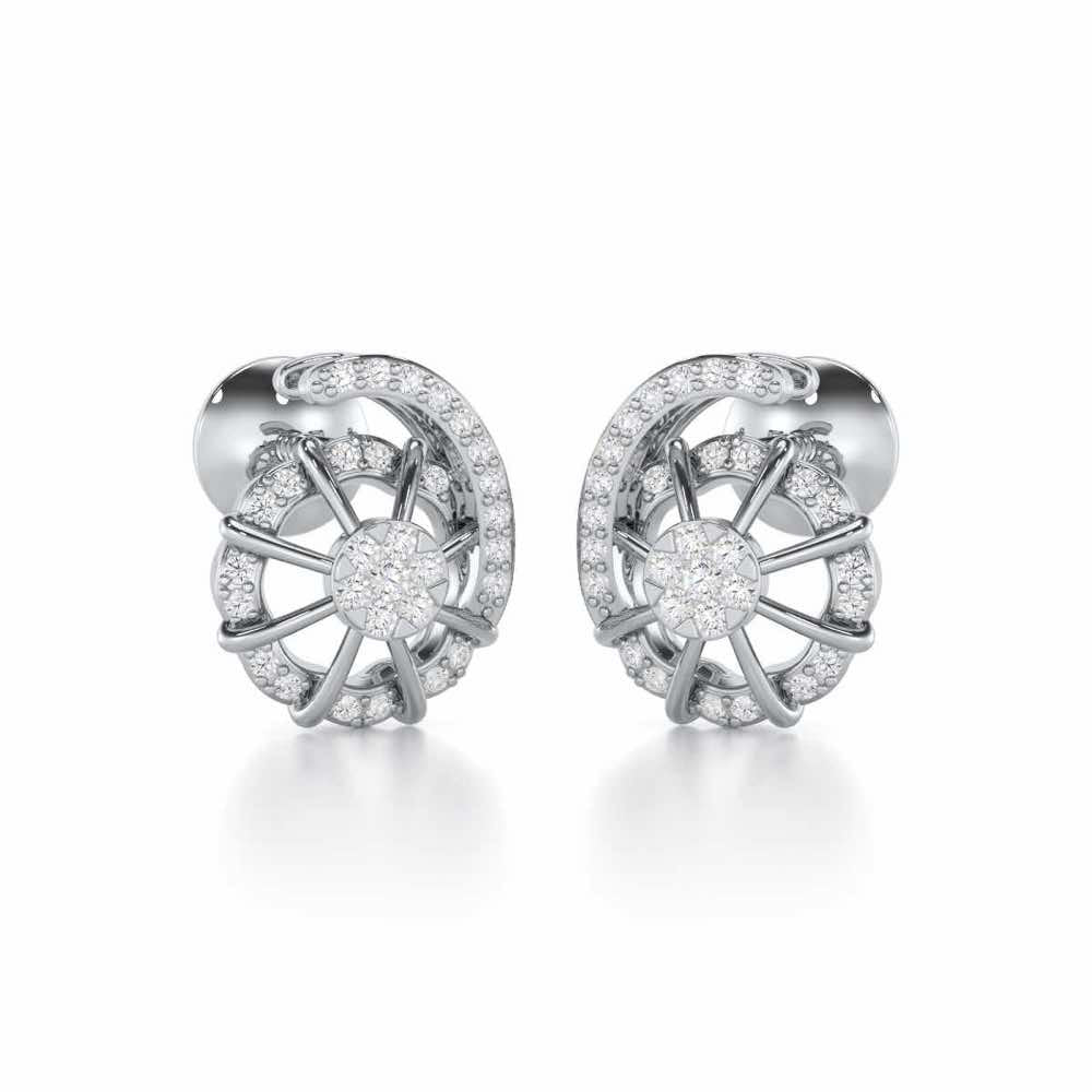 Stellar Fin Silver Stud Earrings - White Gold - Image 2
