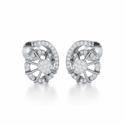 Stellar Fin Silver Stud Earrings - White Gold - Image 2