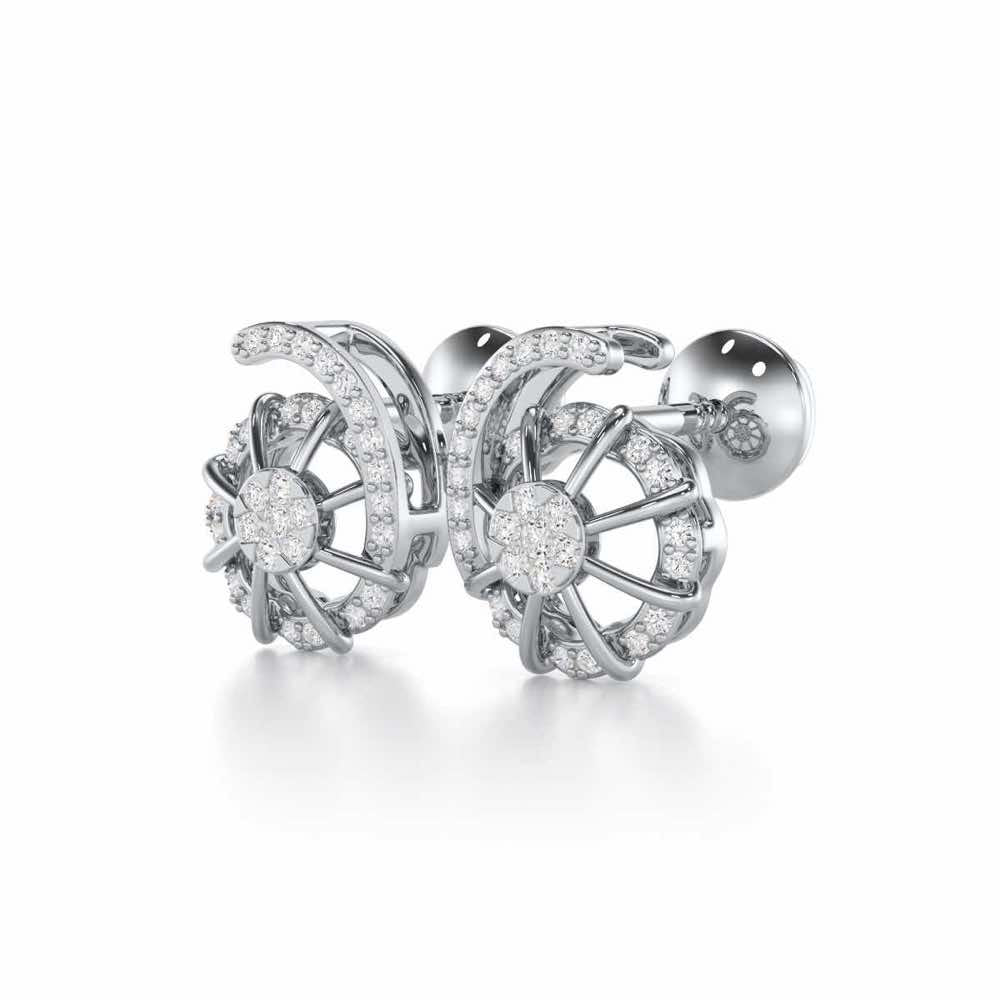 Stellar Fin Silver Stud Earrings - White Gold - Image 3