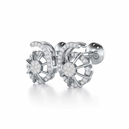 Stellar Fin Silver Stud Earrings - White Gold - Image 3