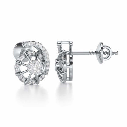 Stellar Fin Silver Stud Earrings - White Gold - Image 4