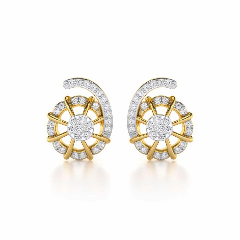Stellar Fin Silver Stud Earrings - Yellow Gold - Image 1